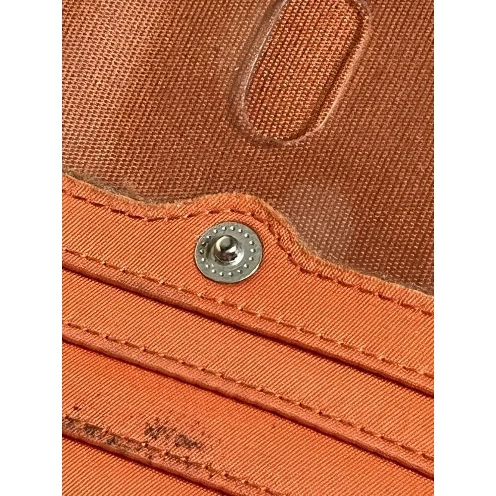 Hobo‎ Brown Leather Large Wallet Pockets Magnetic Closure Patina No Strap